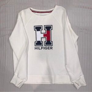 Tommy Hilfiger big H logo white crewneck sweater